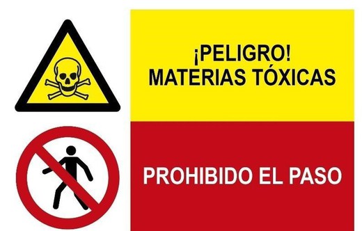 Señal combinada peligro materias toxicas y prohibido el paso RacNet