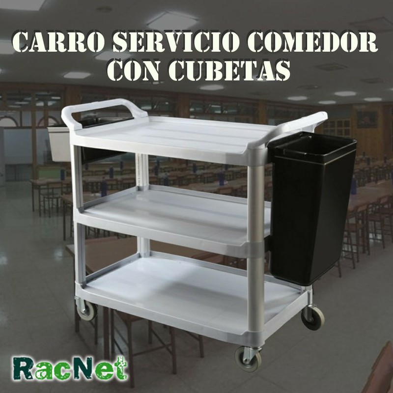 Carro Servicio Comedor con Cubetas