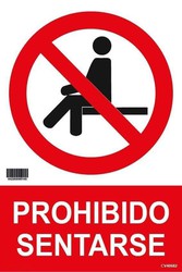 Adhesivo "prohibido sentarse" 200x300 mm cv40682