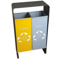Papelera Urbana para Reciclaje con Dos Residuos