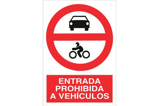 Señal prohibido pictograma y texto - entrada a vehículos