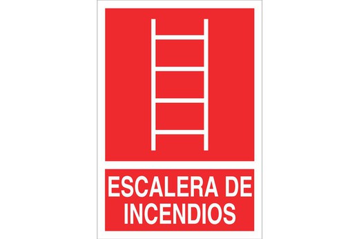 Señalización seguridad pictorama y texto - escalera de incendios