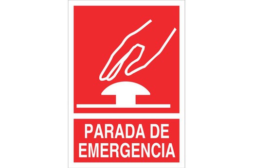 Señalización seguridad pictorama y texto - parada de emergencia