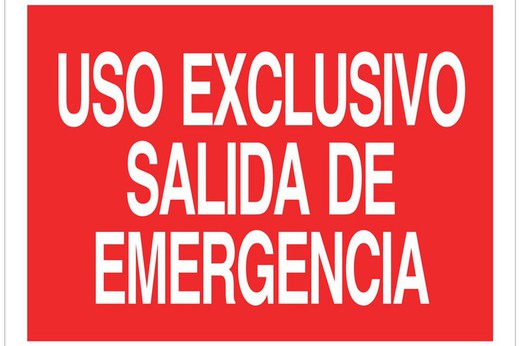 Señalización seguridad solo texto - uso exclusivo salida de emergencia