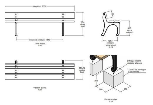 Banco para parque listones de madera