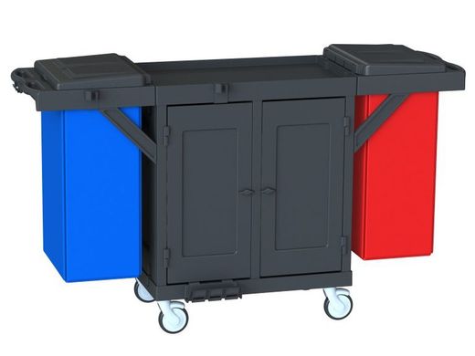 Carro habitaciones cerrado con 2 bandejas de plastico y 2 sacos h1502da