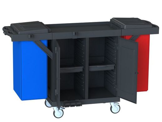 Carro habitaciones cerrado con 2 bandejas de plastico y 2 sacos h1502da