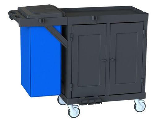 Carro habitaciones cerrado con 2 bandejas de plastico y saco h1102da