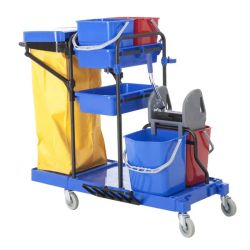 Carro limpieza completo azul