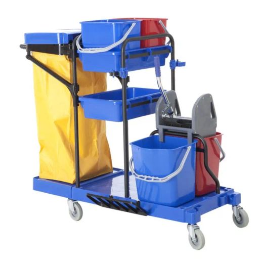Carro limpieza completo azul