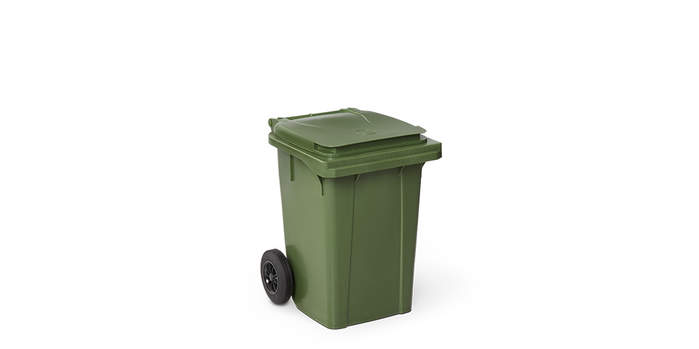 Contenedor 60lts con tapa abatible y 4 ruedas de 200mm Contenedor 60lts color Amarillo