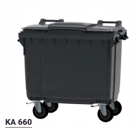 Contenedor 660lts  con Tapa Abatible y Ruedas de 200mm Contenedor 660lts Color Amarillo