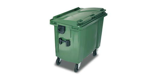 Contenedor 660lts  con Tapa Abatible y Ruedas de 200mm