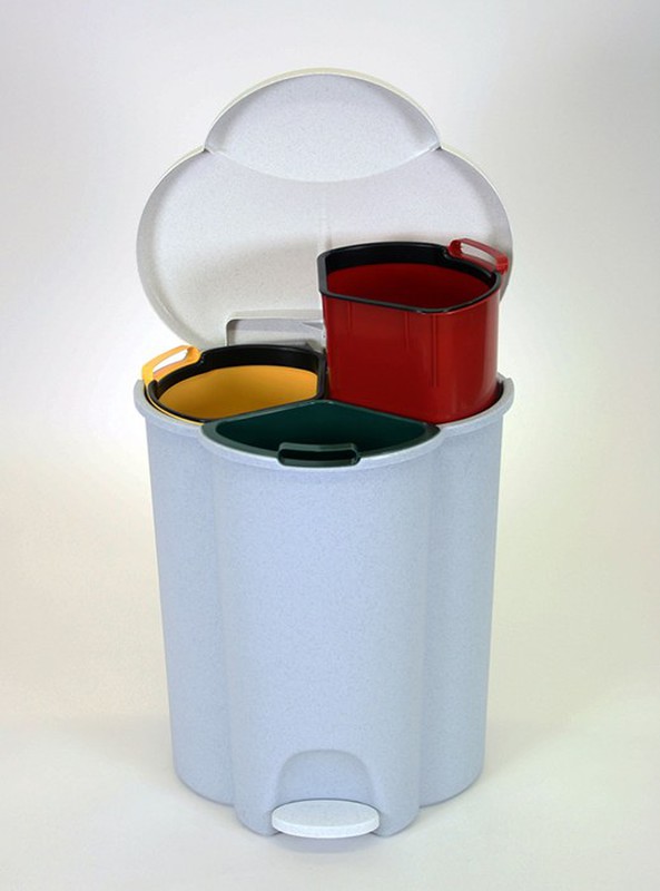 Cubo de Basura 50 litros con 3 Compartimentos para Reciclaje Color Verde