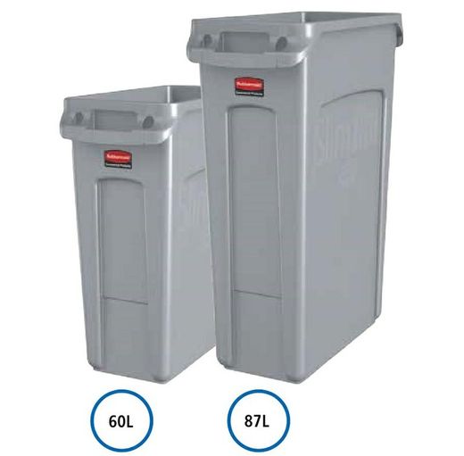 Contenedores de reciclaje slim jim de rubbermaid 60lts. y 87lt
