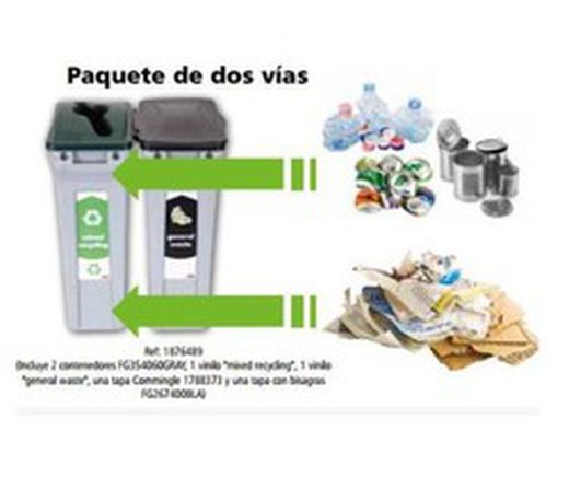 Kit de reciclaje slim jim dos y tres vías rubbermaid 60 l.