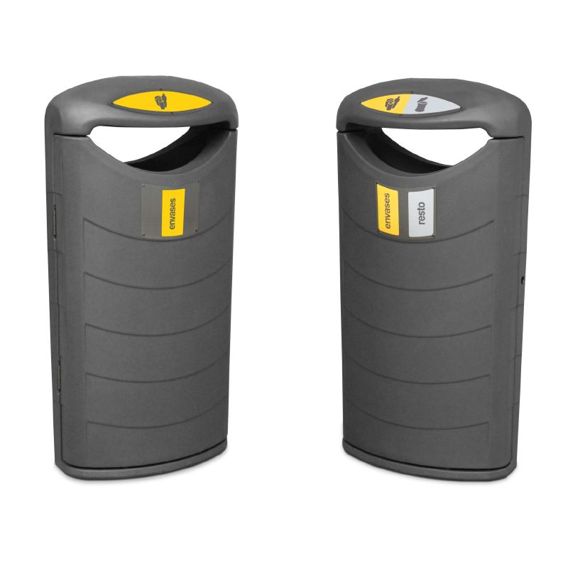 Papelera 80lts modelo Boston Selectiva Adhesiva Frontal 1 Residuo Tipo 14 (Doble cara)