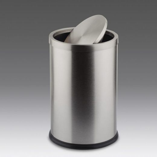 Papelera cilíndrica inoxidable 10lts cabezal basculante