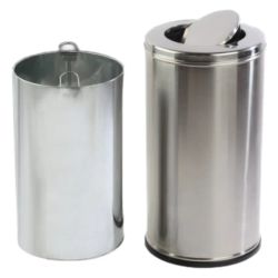 Papelera cilíndrica inox 40l cabezal basculante