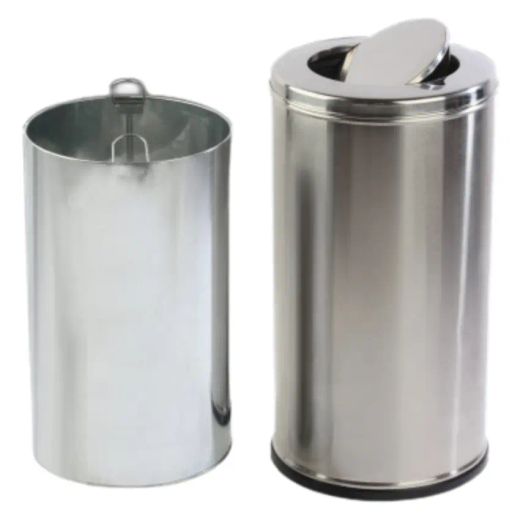 Papelera cilíndrica inox 40l cabezal basculante