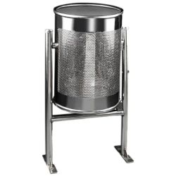 Papelera cilíndrica perforada suelo 60l inoxidable