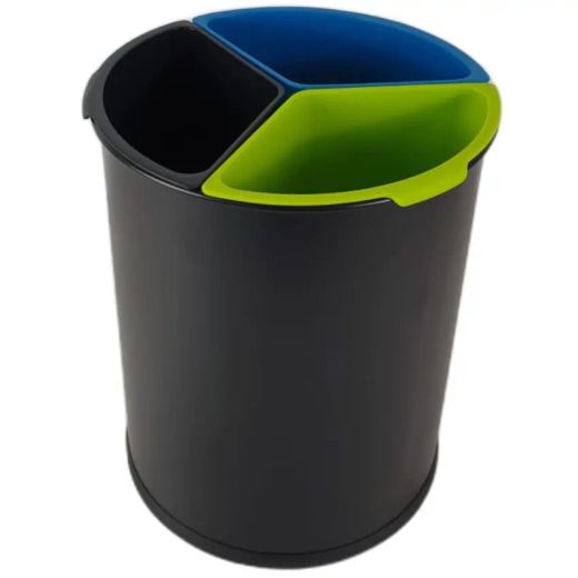 Papelera circular 3 residuos con cubetas de polipropileno