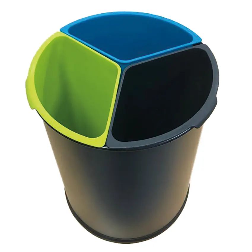 Papelera circular 3 residuos con cubetas de polipropileno