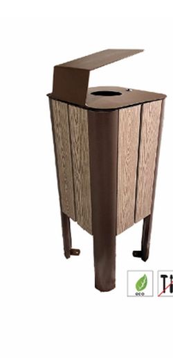 Papelera estructura de acero con madera