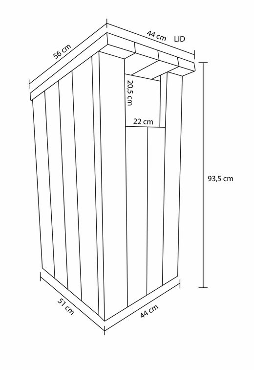 Papelera Madera Reciclada de abertura con tapa superior