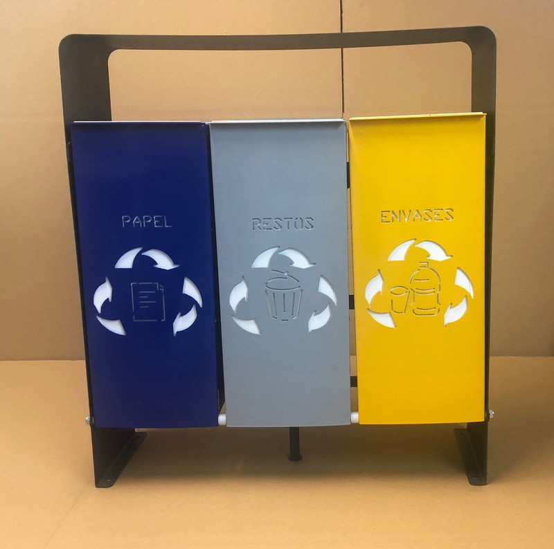 Papelera reciclaje 3 compartimentos Offisys 72109