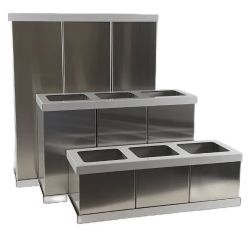 Papelera selectiva 3 cuerpos inoxidable