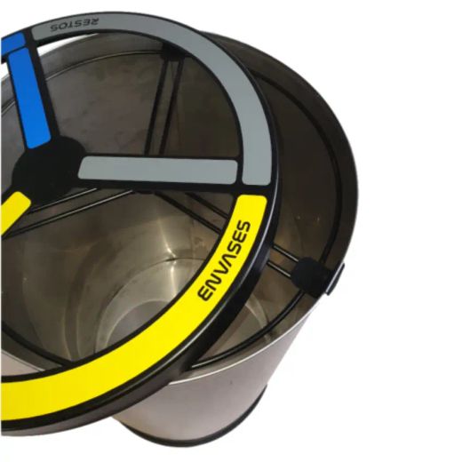 Papelera selectiva 3x42lt metálica con techo