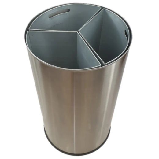 Papelera selectiva 3x42lt metálica con techo