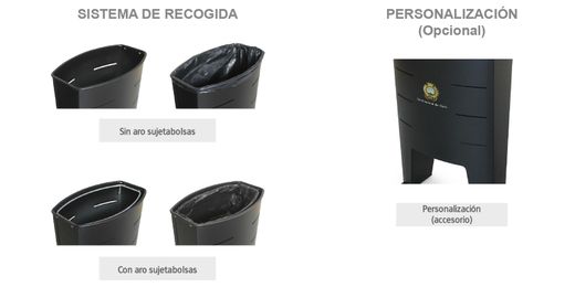 Papelera 60lts selectiva de exterior modelo Praga