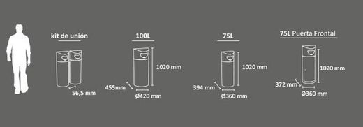 Papelera selectiva de residuos mod. Oslo 75lt - 100lt