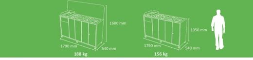 Papelera para empresas selectiva para zonas de comidas 5 Residuos