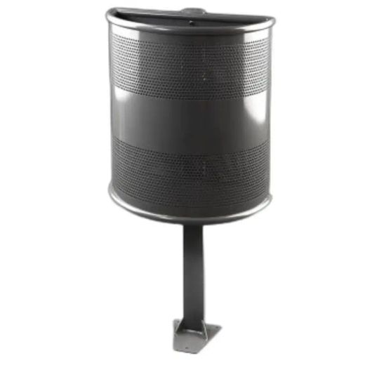Papelera semicircular perforada con soporte a suelo 45lts