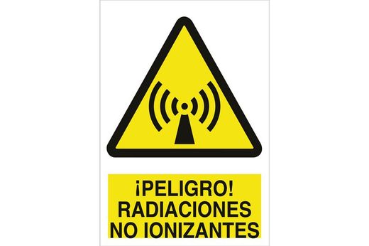 Señal advertencia pictorama y texto - radiaciones no ionizantes