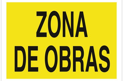 Señal advertencia solo texto - zona de obras