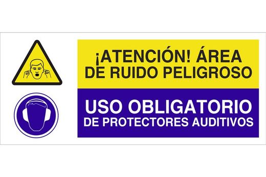 Señal combinada área de ruido - uso obligatorio protectores auditivos