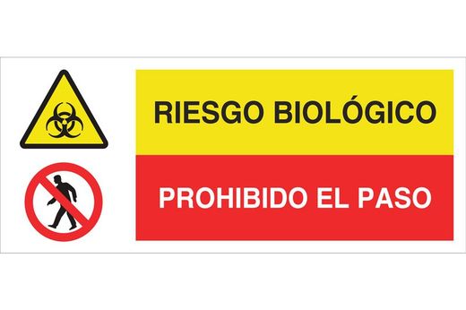 Señal combinada atención riesgo biologico - prohibido el paso