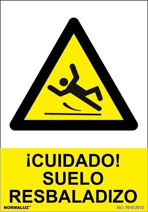 Señal cuidado suelo resbaladizo con tintas uv