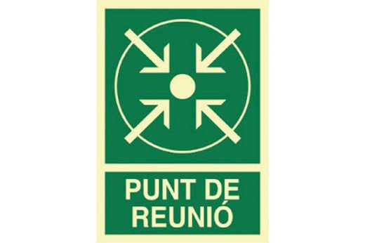 Señal en catalán: senyals d'evacuació - punt de reunió