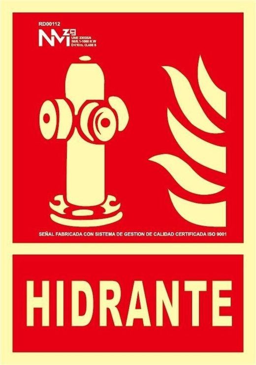 Señal hidrante luminiscente 210 x 300 mm