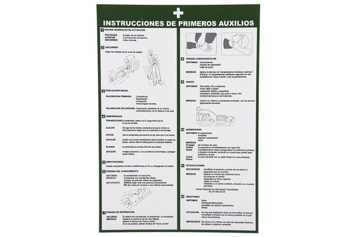 Señal instrucciones primeros auxilios