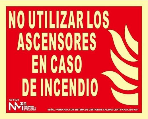Señal no utilizar los ascensores en caso de incendio luminis 210x150mm