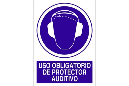 Señal obligación pictorama y texto - uso obligatorio de prot. auditivo