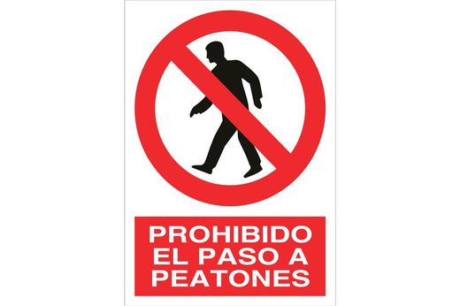 Señal prohibido pictograma y texto - prohibido el paso a peatones