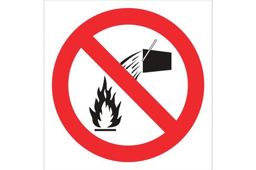 Señal prohibido solo pictograma - prohibido apagar fuego con agua