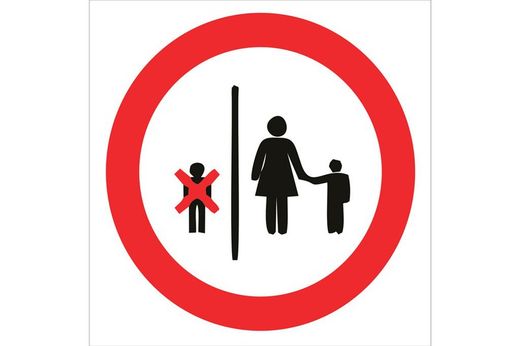 Señal prohibido solo pictograma - prohibido ascensor a menores 14 años